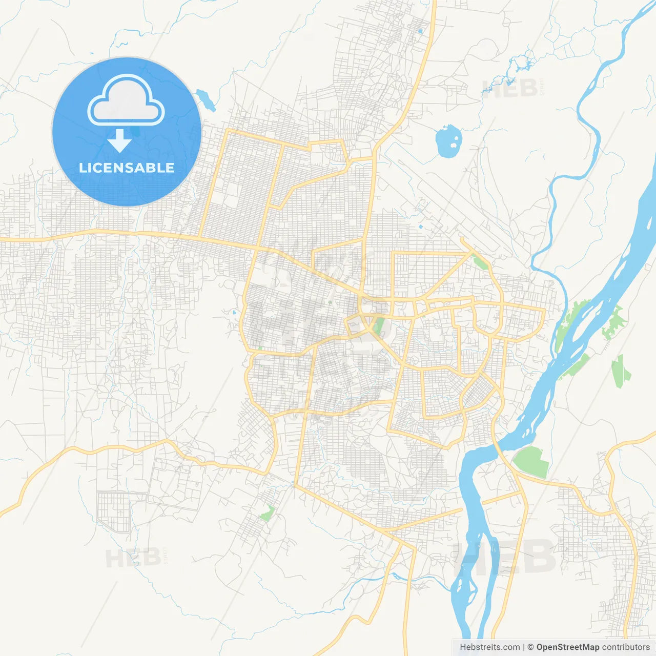 Printable street map of Juba, South Sudan
