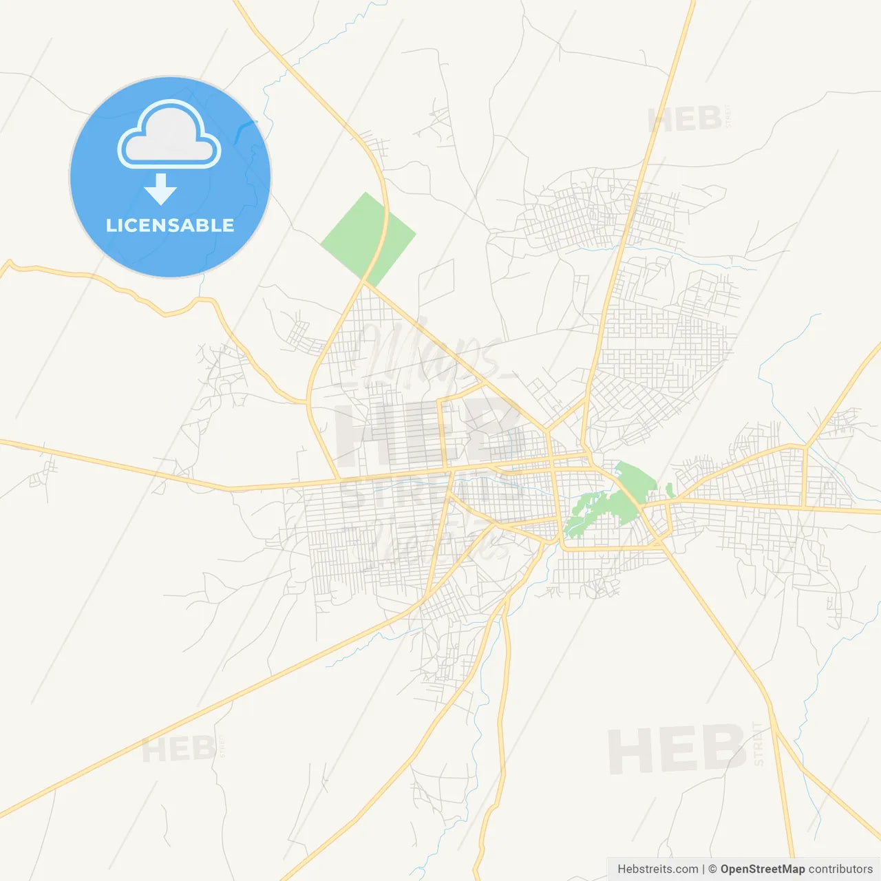 Printable street map of Sikasso, Mali