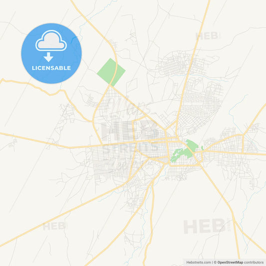 Printable street map of Sikasso, Mali