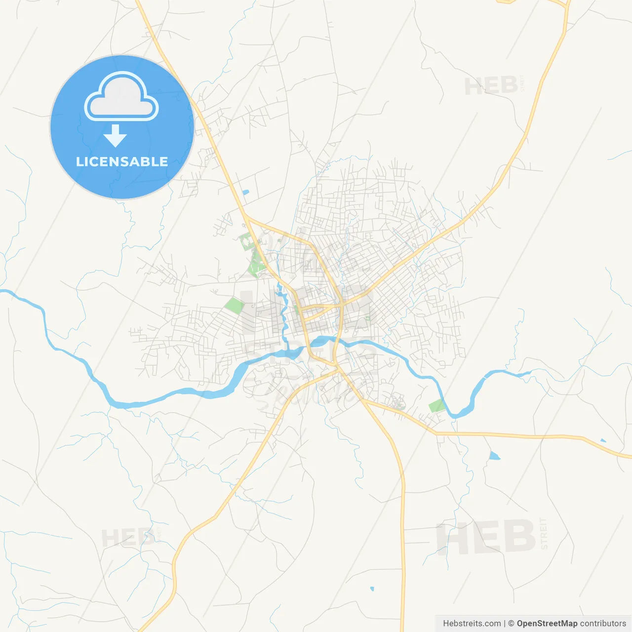 Printable street map of Kara, Togo