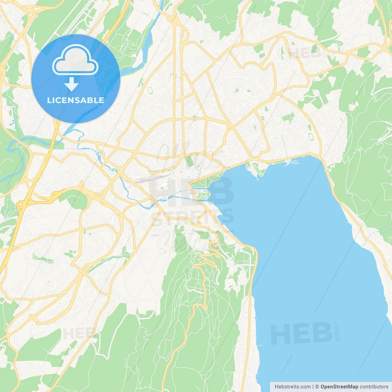 Annecy, France Vector Map - Classic Colors