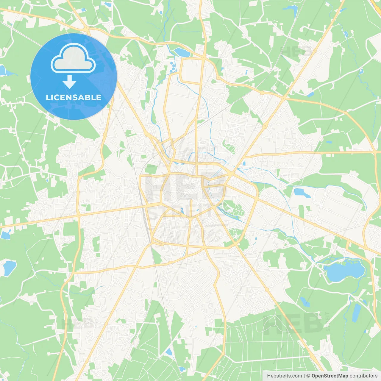 Bourg-en-Bresse, France Vector Map - Classic Colors