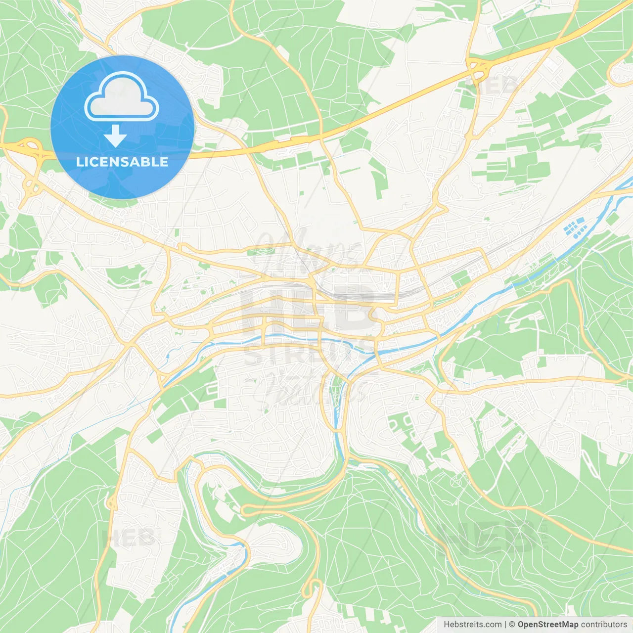 Pforzheim, Germany Vector Map - Classic Colors