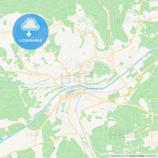 Tubingen, Germany Vector Map - Classic Colors