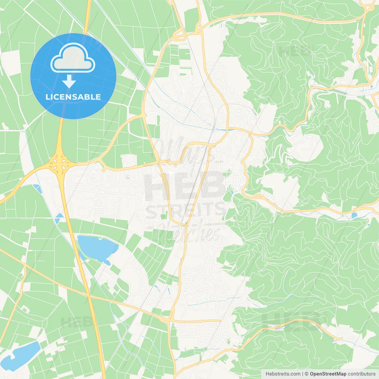 Weinheim, Germany Vector Map - Classic Colors