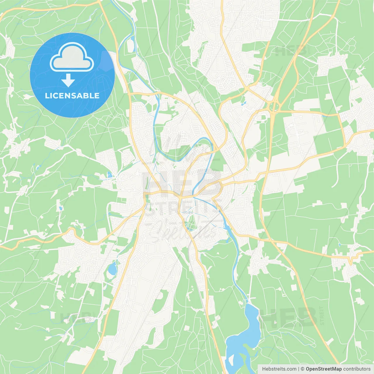 Kaufbeuren, Germany Vector Map - Classic Colors