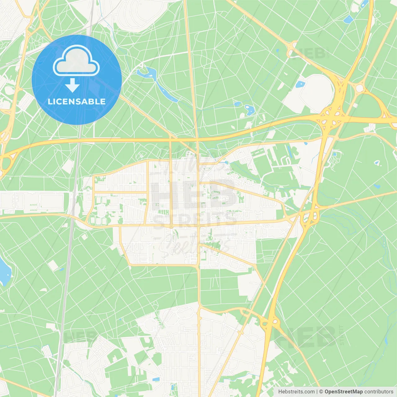 Neu-Isenburg, Germany Vector Map - Classic Colors