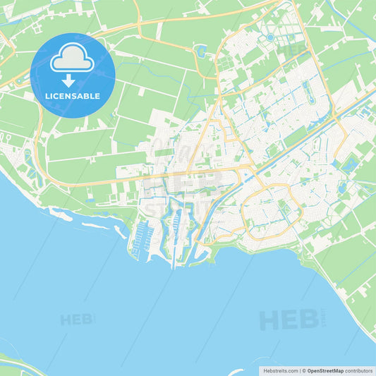 Hellevoetsluis, Netherlands Vector Map - Classic Colors