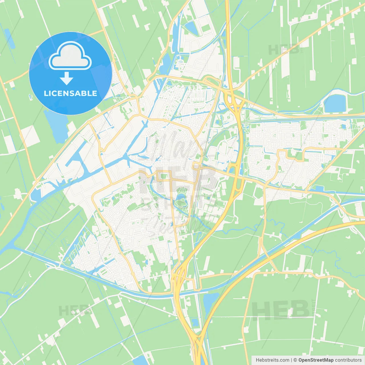 Meppel, Netherlands Vector Map - Classic Colors