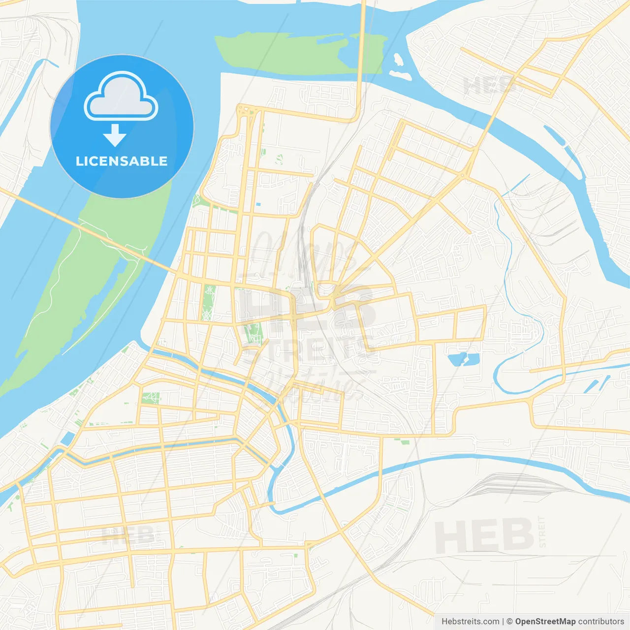 Astrakhan, Russia Vector Map - Classic Colors