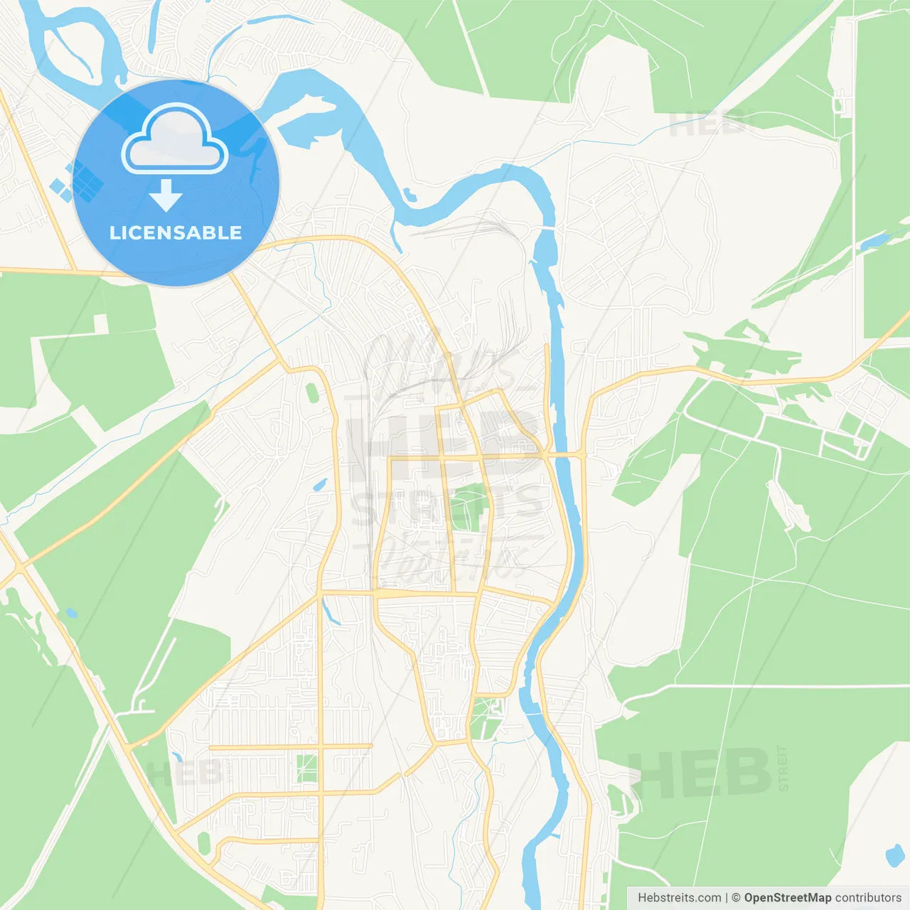 Iskitim, Russia Vector Map - Classic Colors