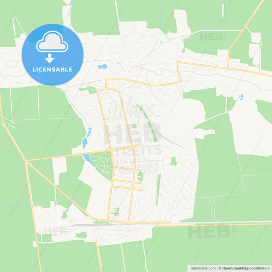 Dobropillia, Ukraine Vector Map - Classic Colors