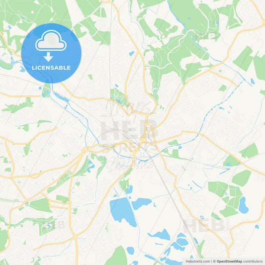 Wigan, England Vector Map - Classic Colors