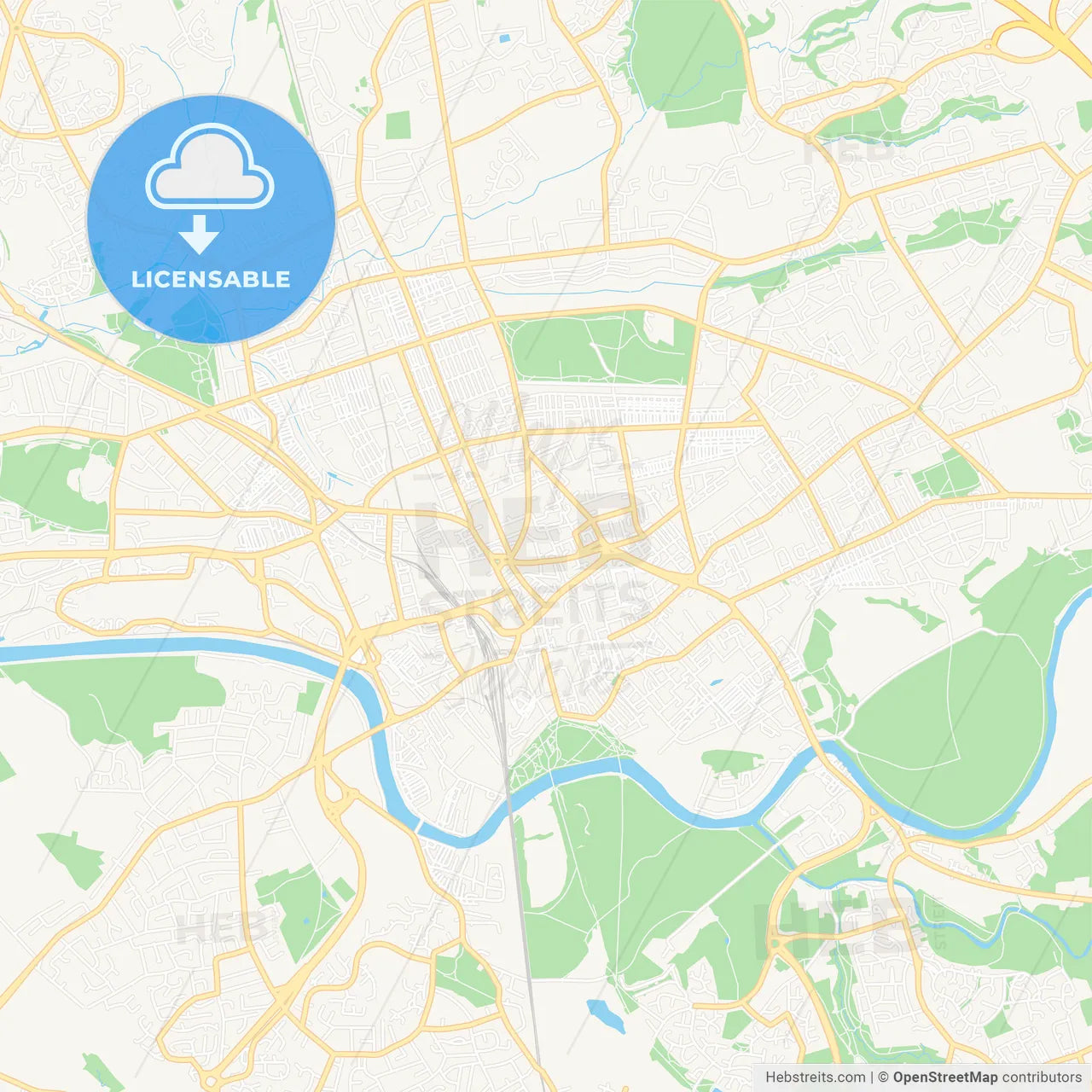 Preston, England Vector Map - Classic Colors