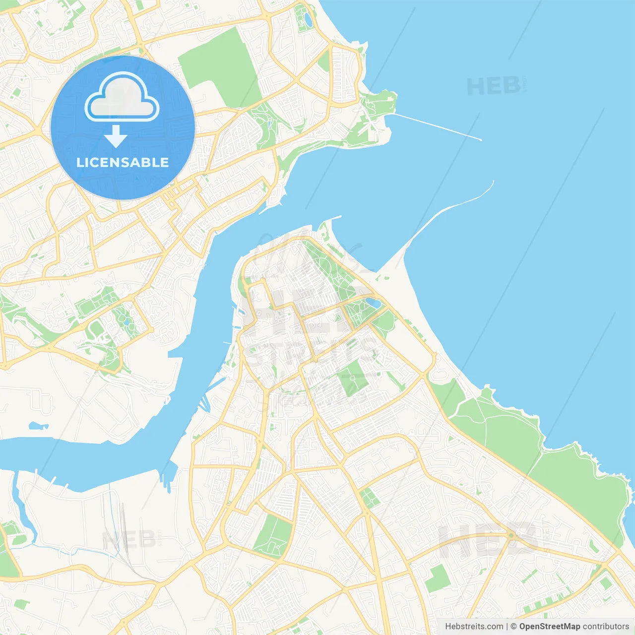 South Shields, England Vector Map - Classic Colors