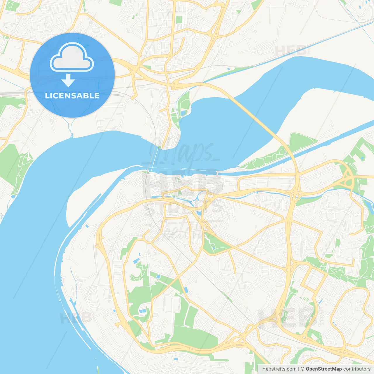 Runcorn, England Vector Map - Classic Colors