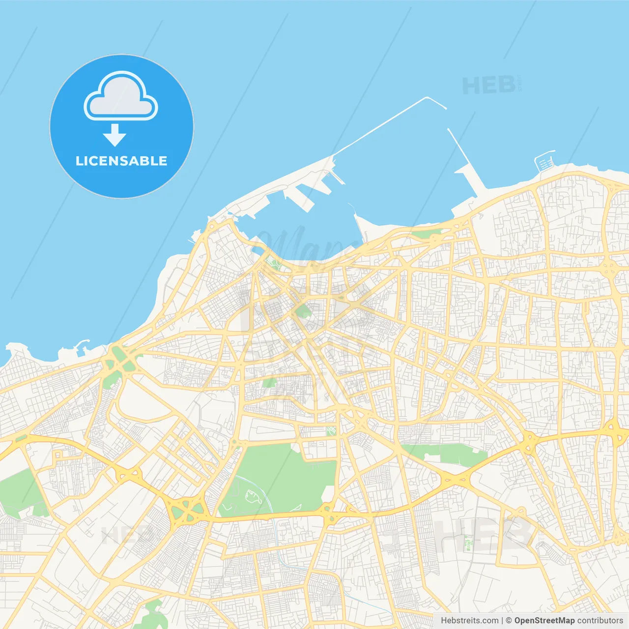 Printable street map of Tripoli, Libya