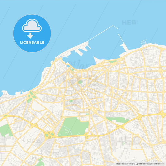 Printable street map of Tripoli, Libya