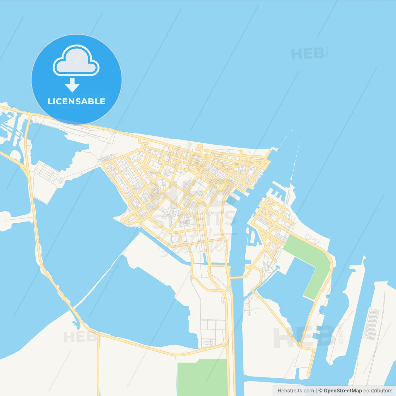 Printable street map of Port Said, Egypt