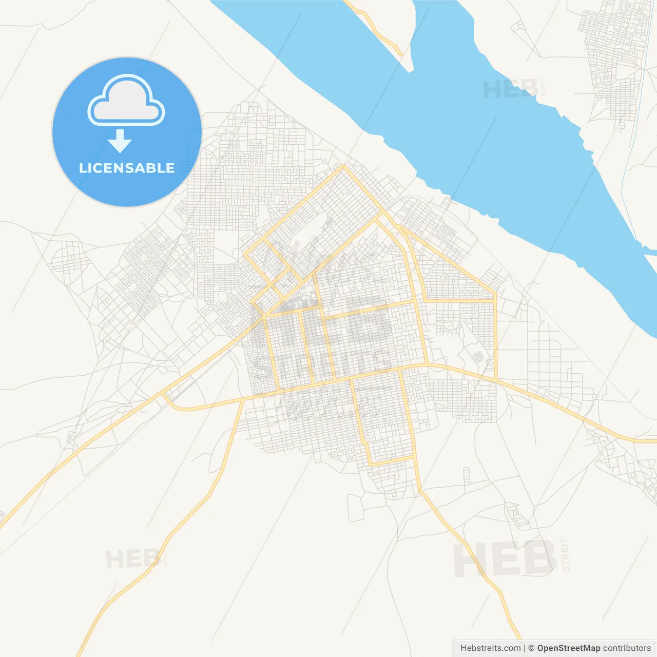 Printable street map of Kosti, Sudan