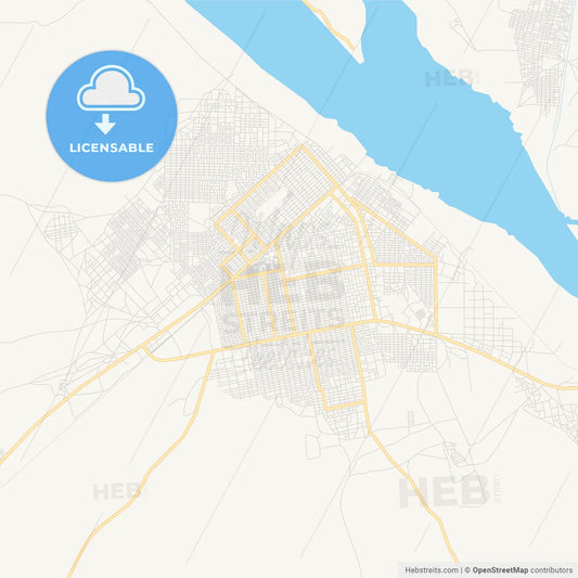 Printable street map of Kosti, Sudan