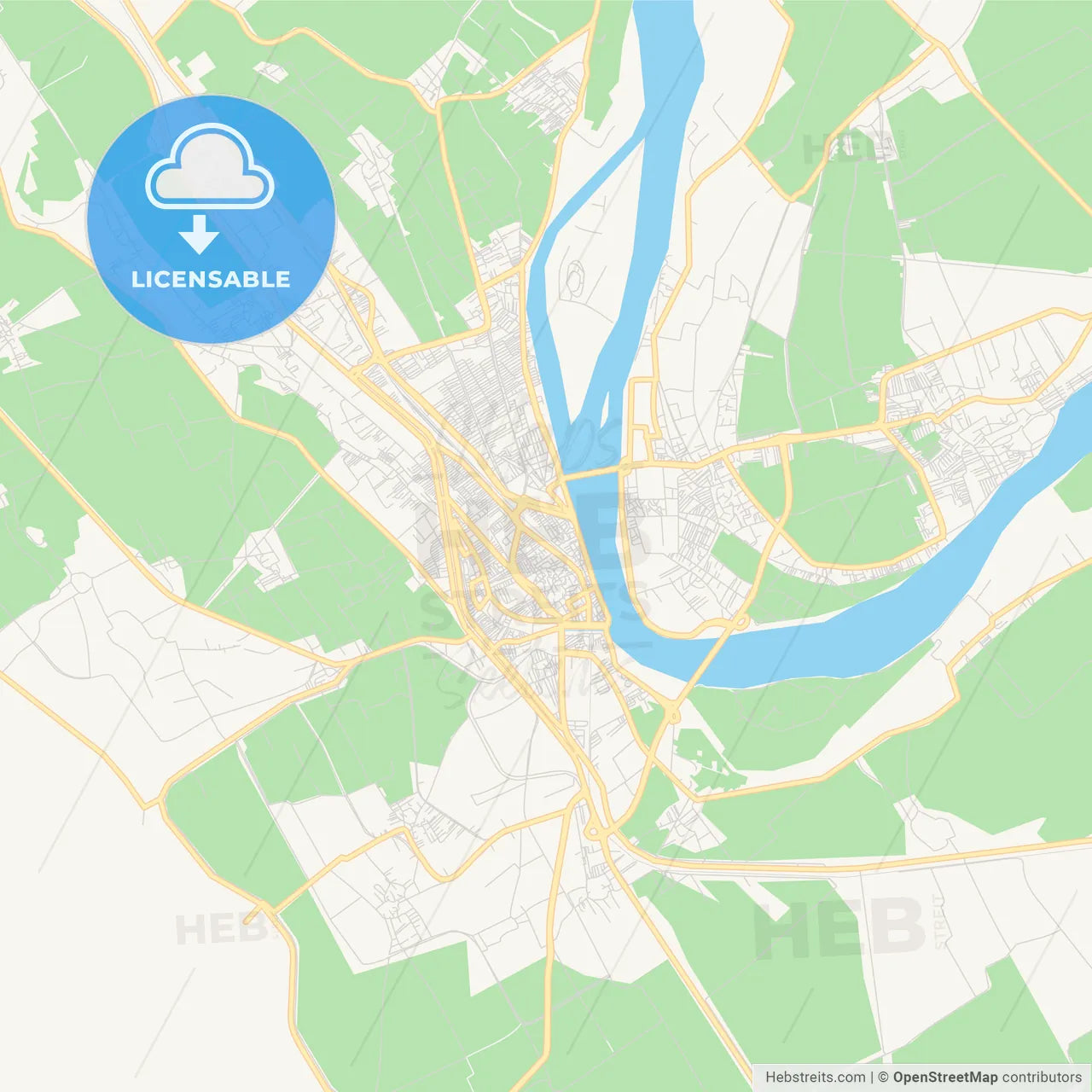 Printable street map of Sohag, Egypt