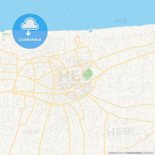 Printable street map of Zawiya, Libya
