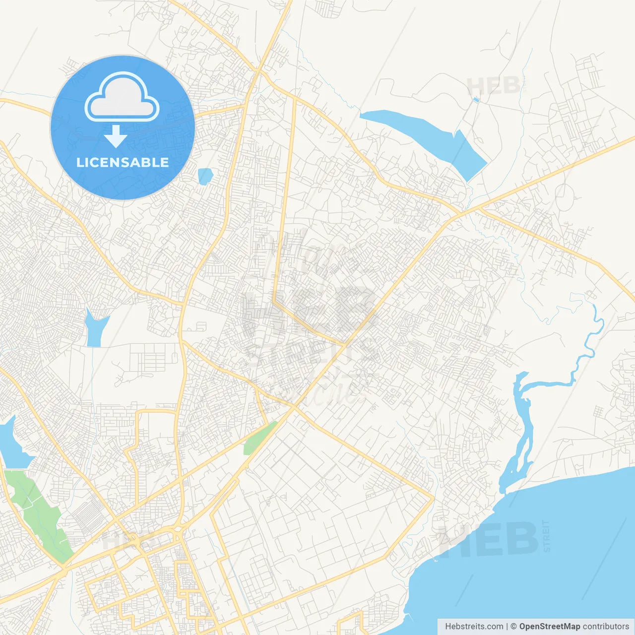 Printable street map of Tema, Ghana