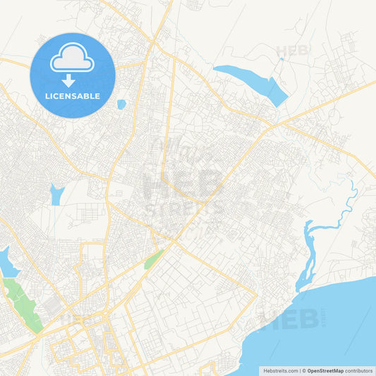 Printable street map of Tema, Ghana