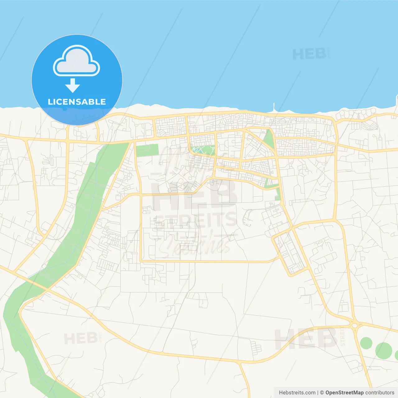 Printable street map of Sirte, Libya