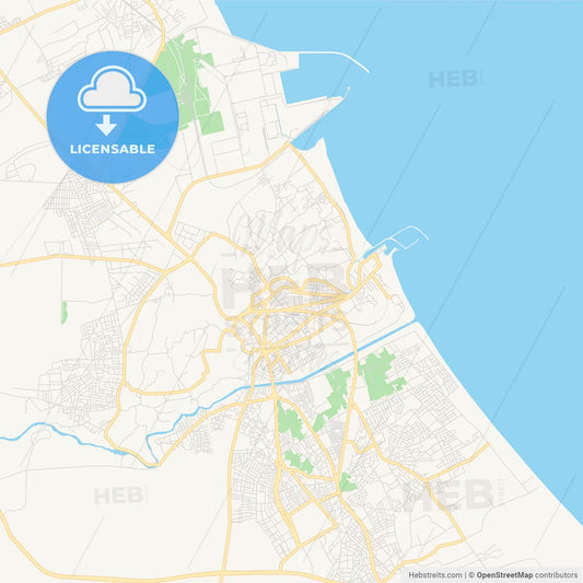 Printable street map of Gabes, Tunisia