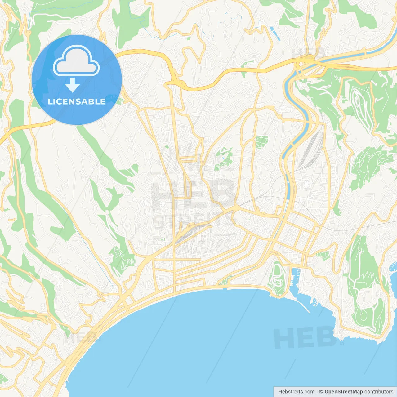 Nice, France Vector Map - Classic Colors