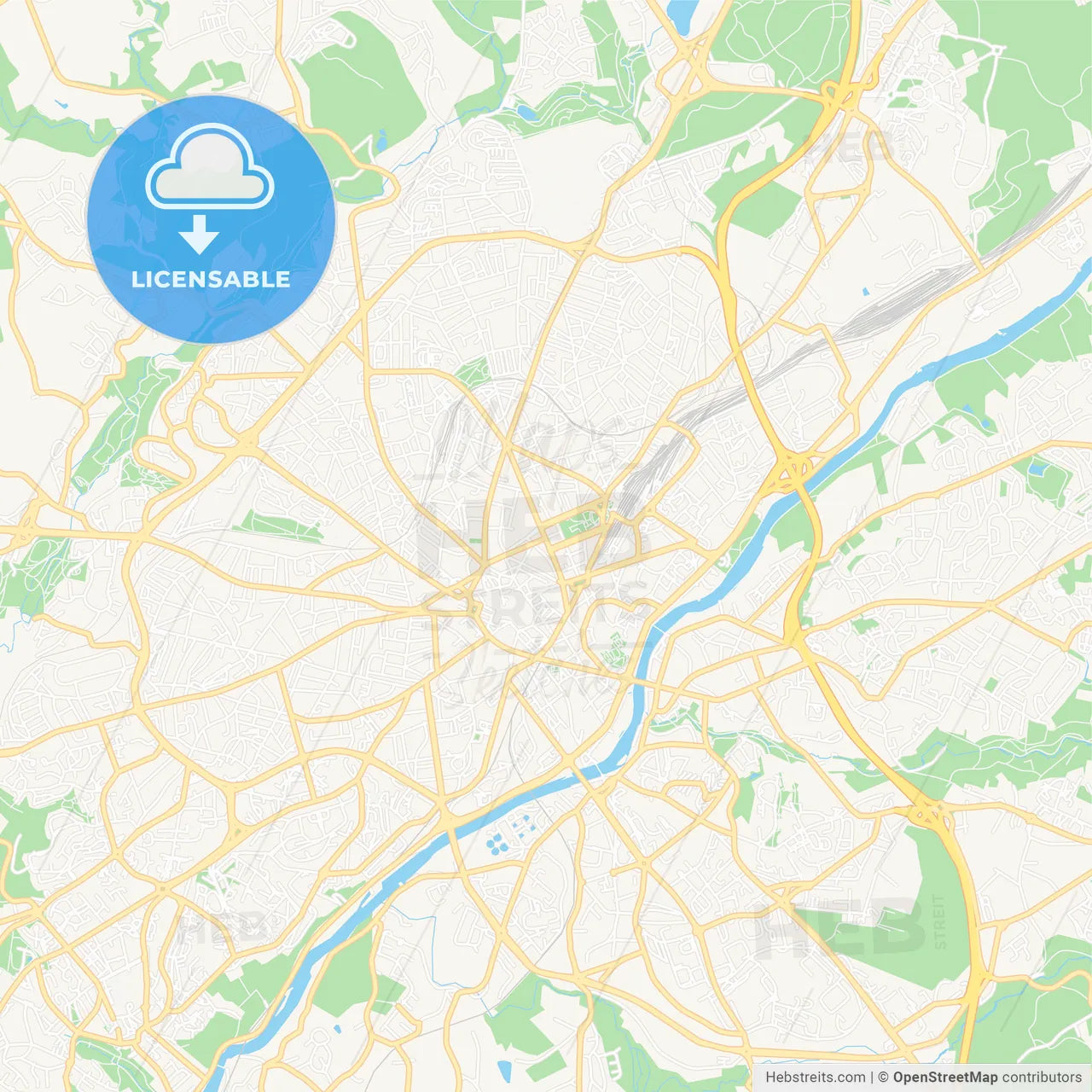 Limoges, France Vector Map - Classic Colors