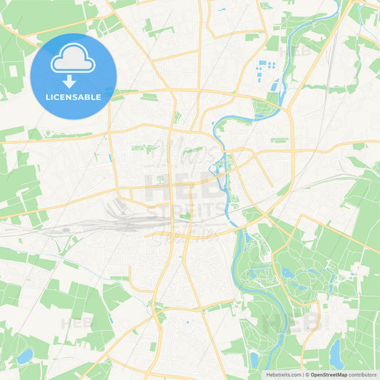 Cottbus, Germany Vector Map - Classic Colors