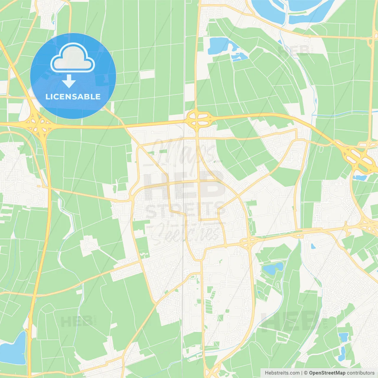 Frankenthal (Pfalz), Germany Vector Map - Classic Colors