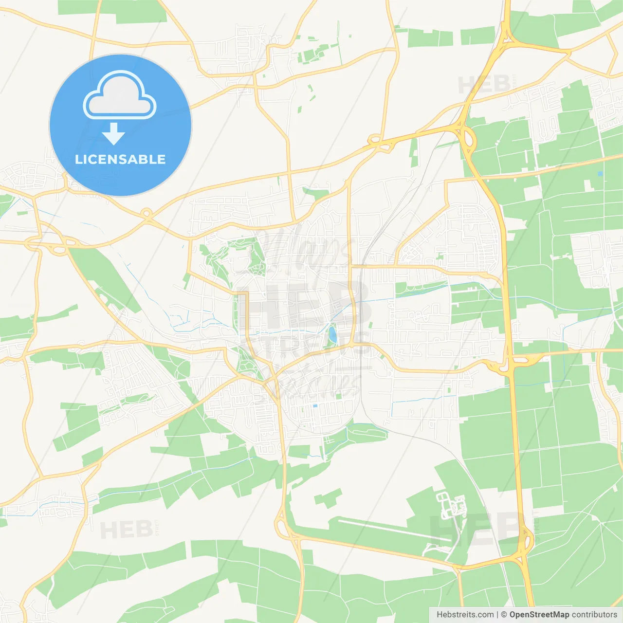 Landau in der Pfalz, Germany Vector Map - Classic Colors