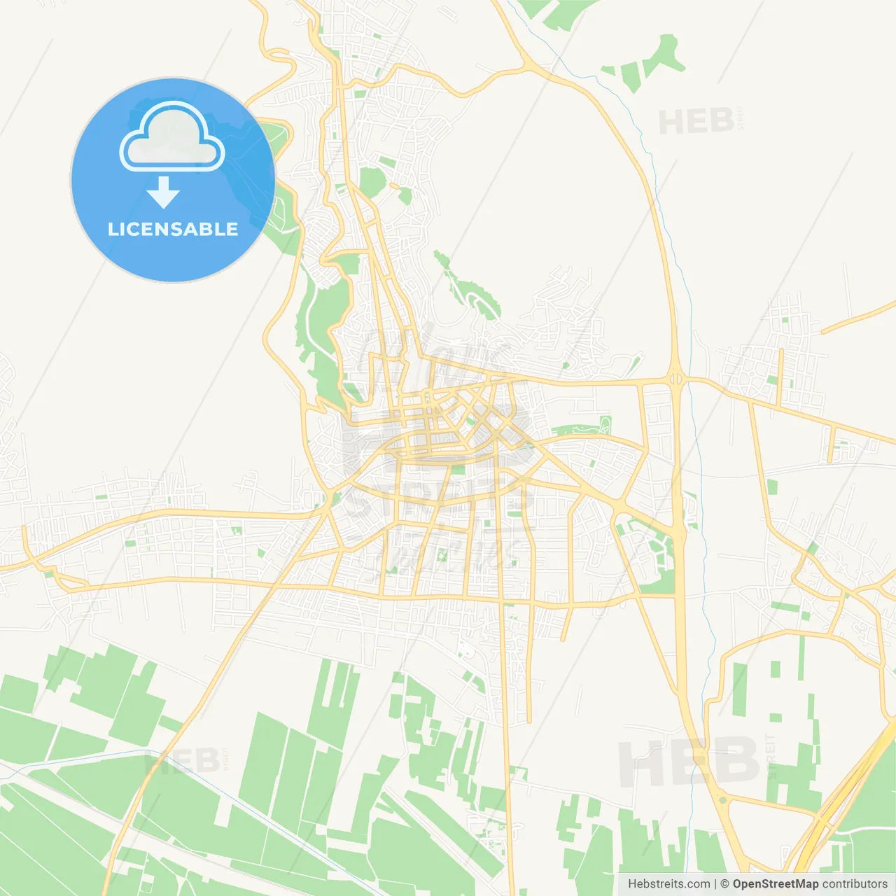 Lamia, Greece Vector Map - Classic Colors