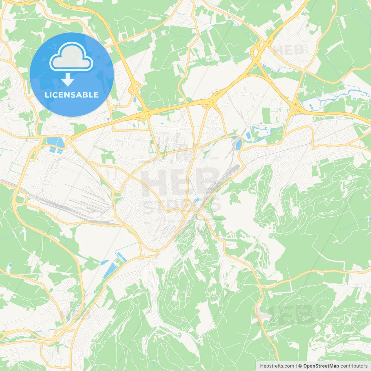 Esch-sur-Alzette, Luxembourg Vector Map - Classic Colors