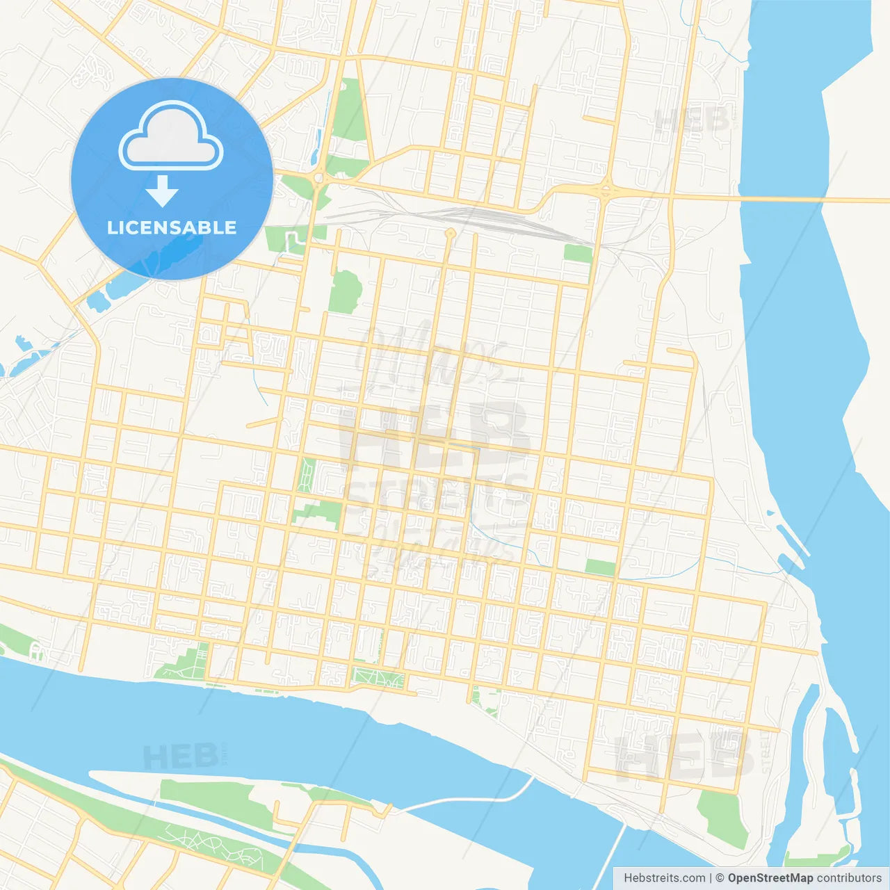 Blagoveshchensk, Russia Vector Map - Classic Colors