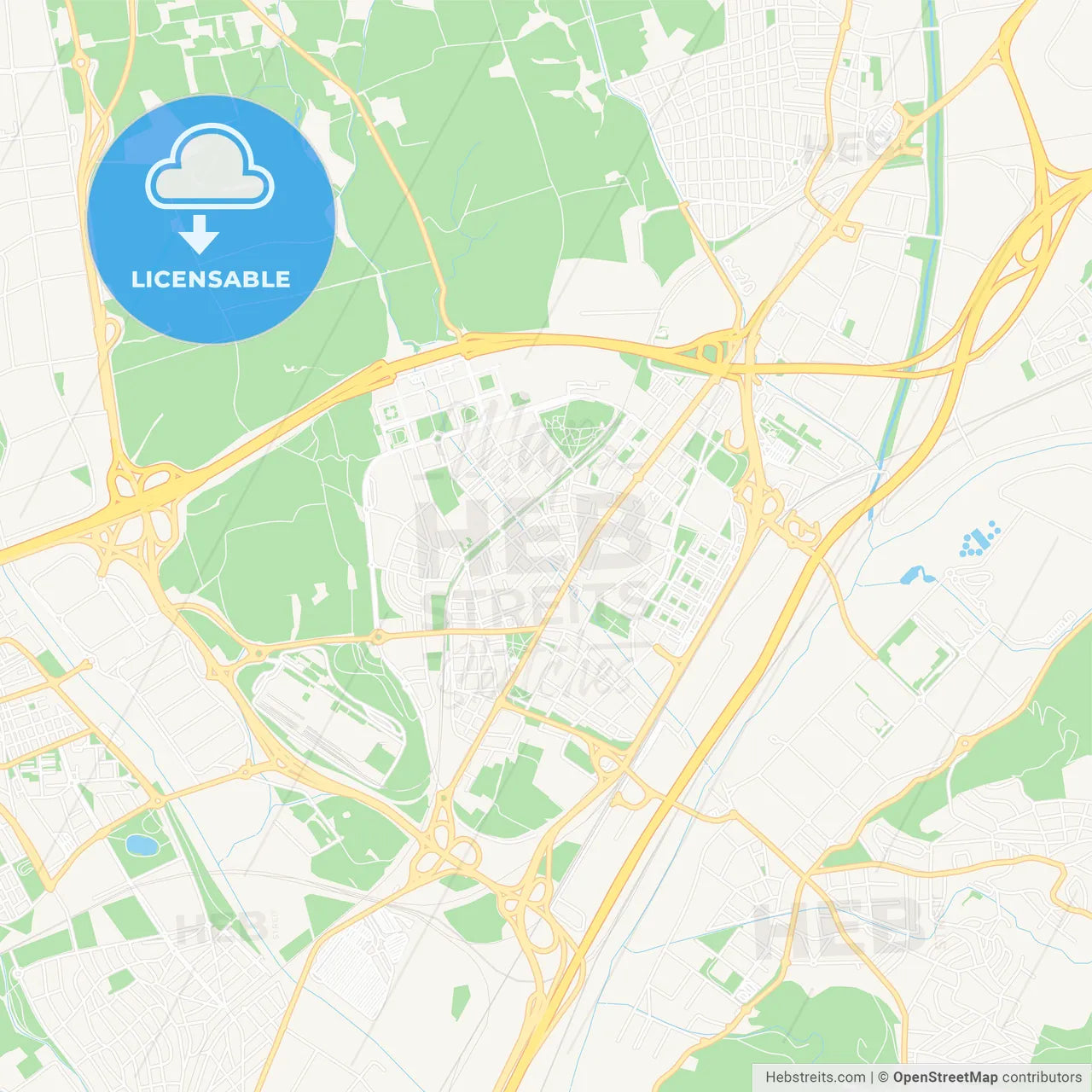 Mollet del Valles, Spain Vector Map - Classic Colors