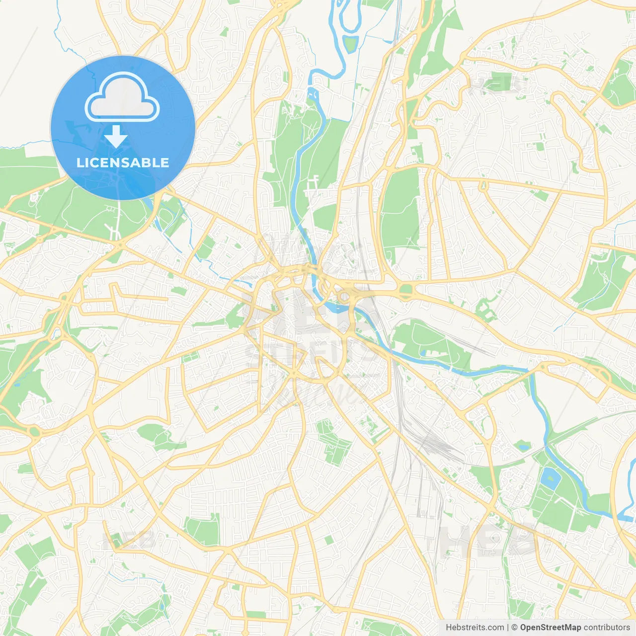 Derby, England Vector Map - Classic Colors