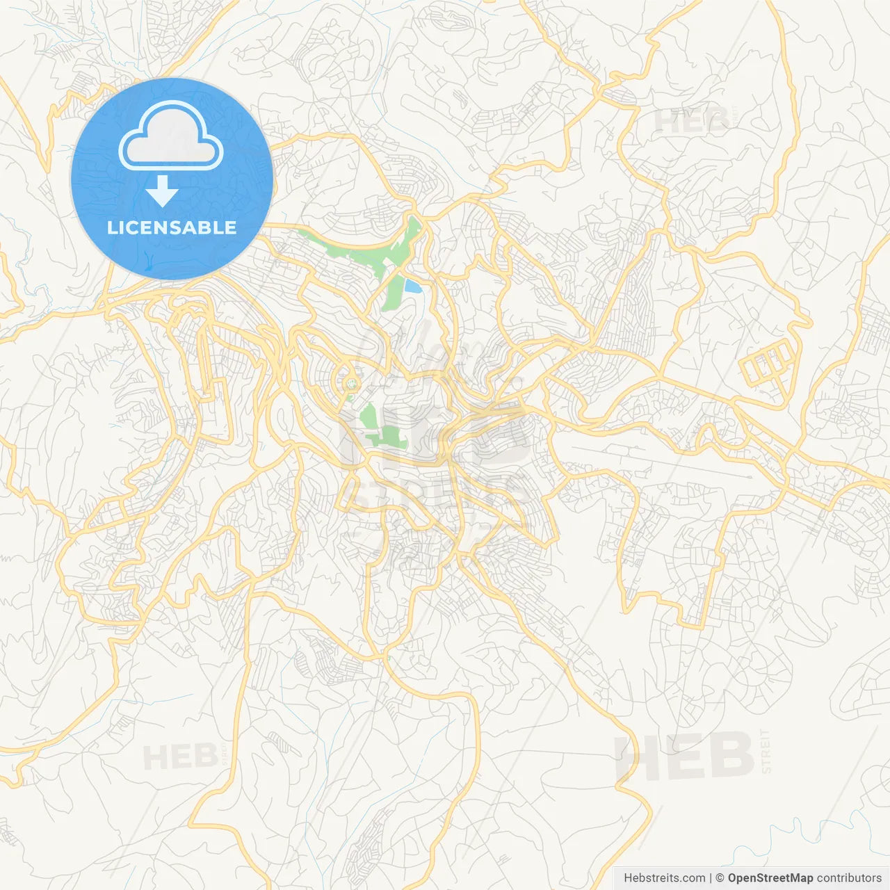 Printable street map of Kigali, Rwanda