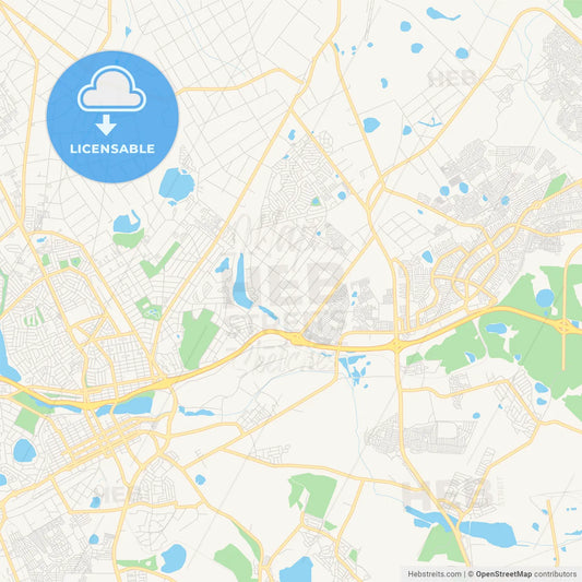 Printable street map of Benoni, South Africa