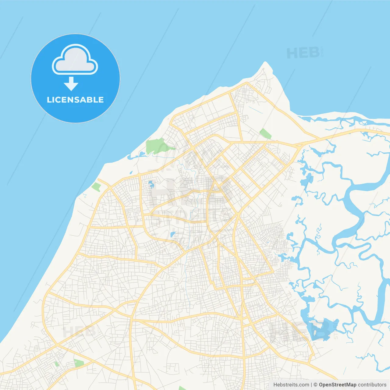 Printable street map of Serekunda, Gambia
