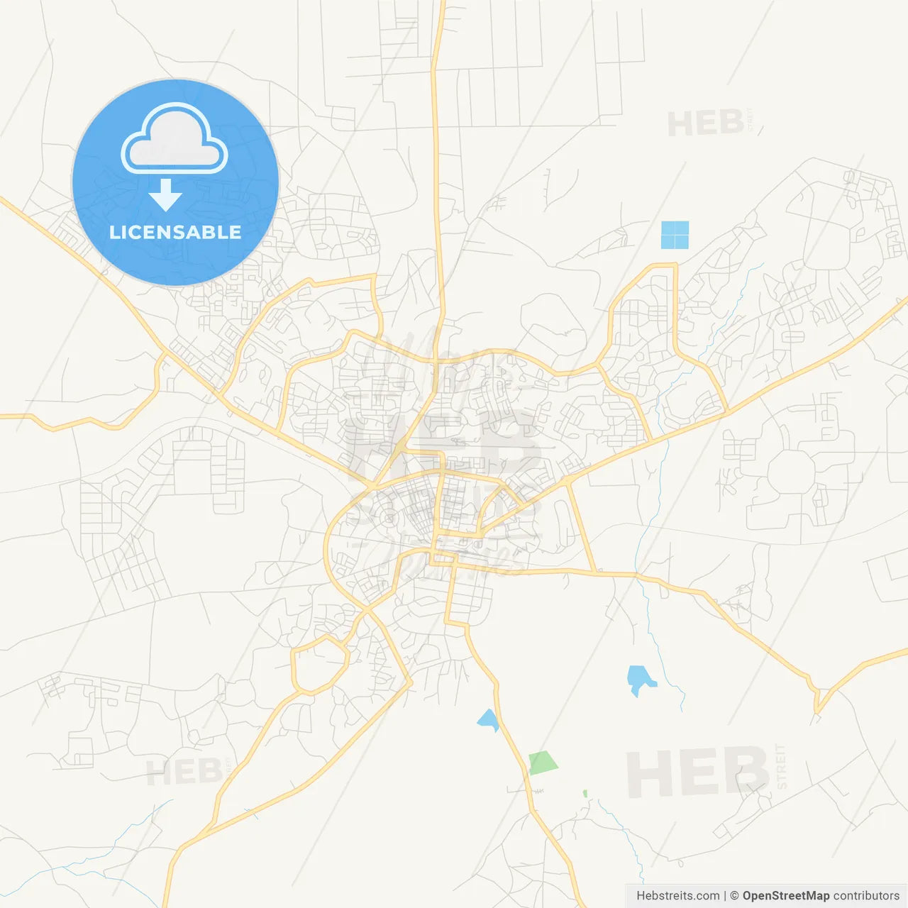 Printable street map of Dodoma, Tanzania