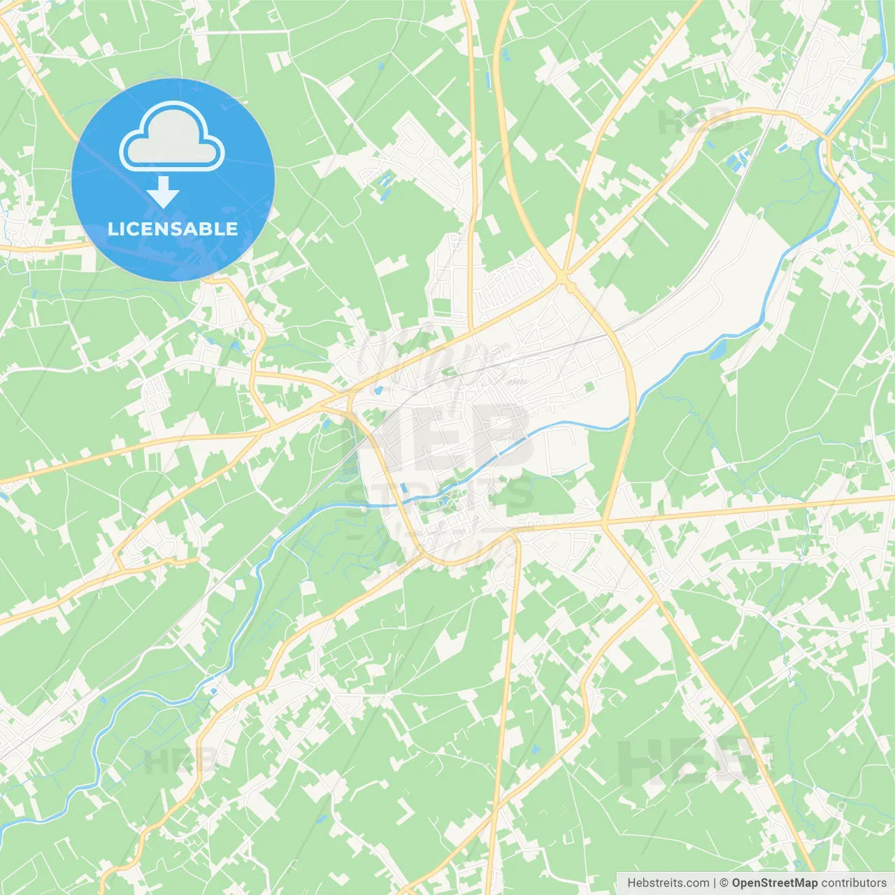 Ninove, Belgium Vector Map - Classic Colors