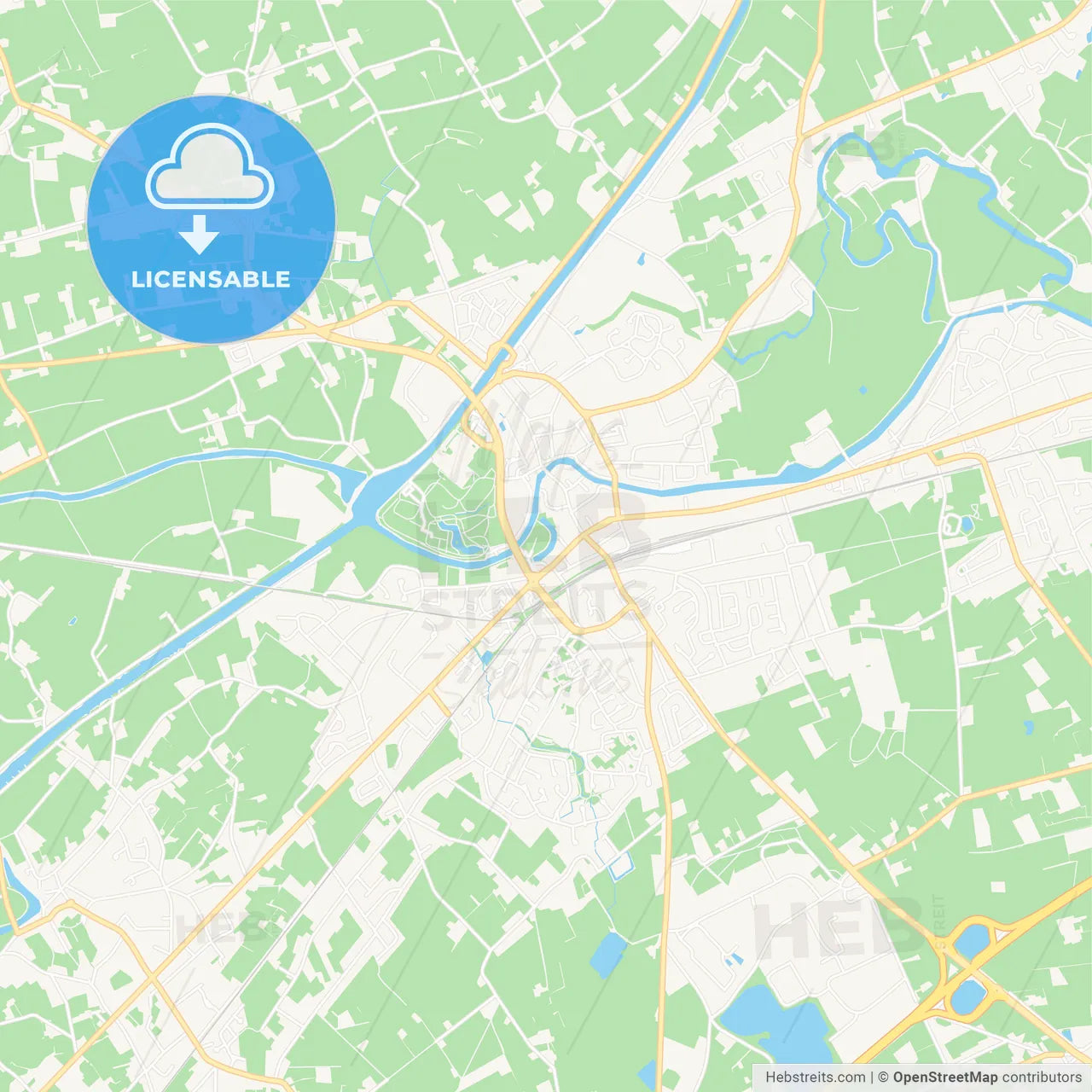 Deinze, Belgium Vector Map - Classic Colors