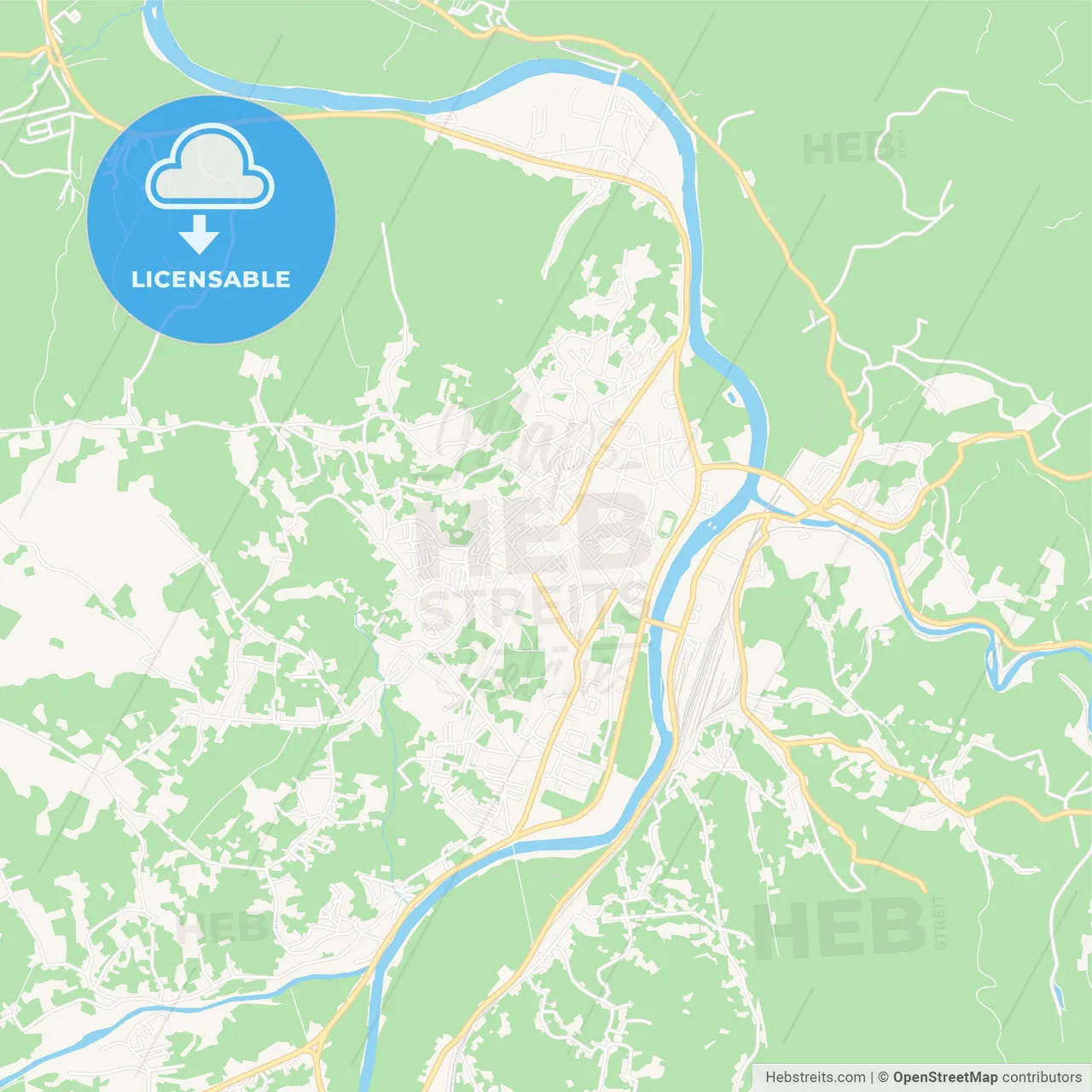 Doboj, Bosnia and Herzegovina Vector Map - Classic Colors