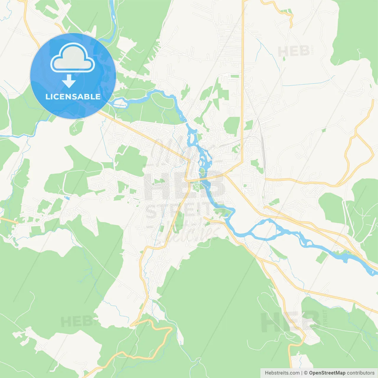 Bihac, Bosnia and Herzegovina Vector Map - Classic Colors