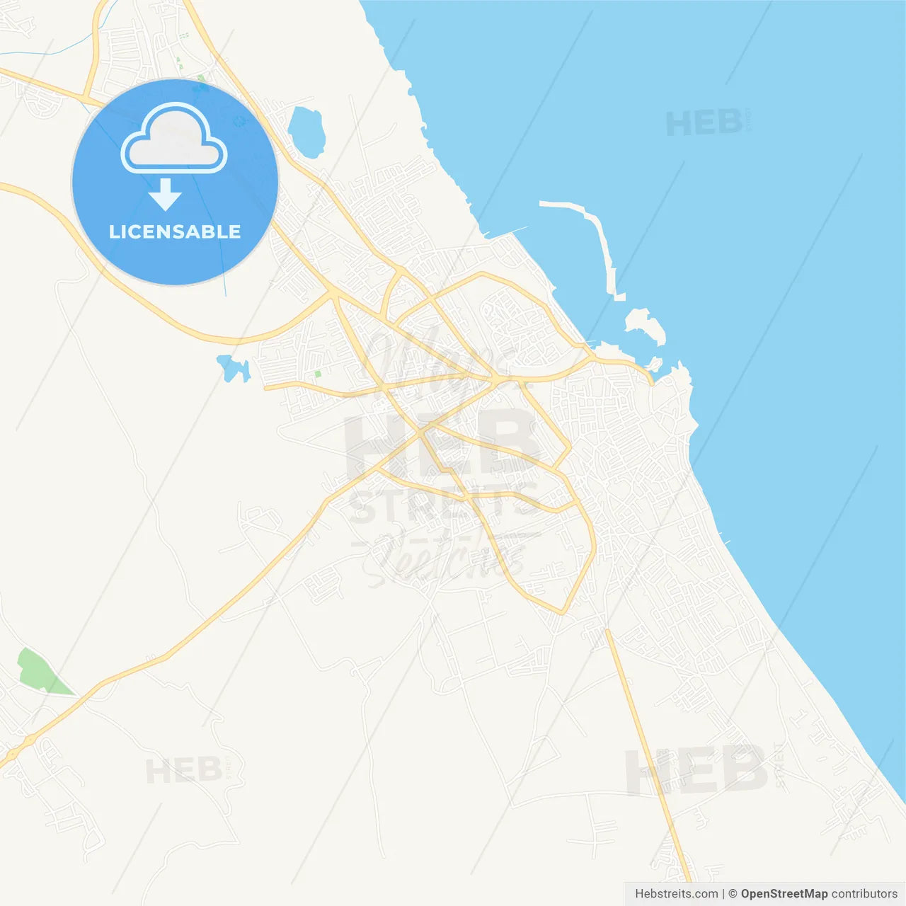 Famagusta , Cyprus Vector Map - Classic Colors